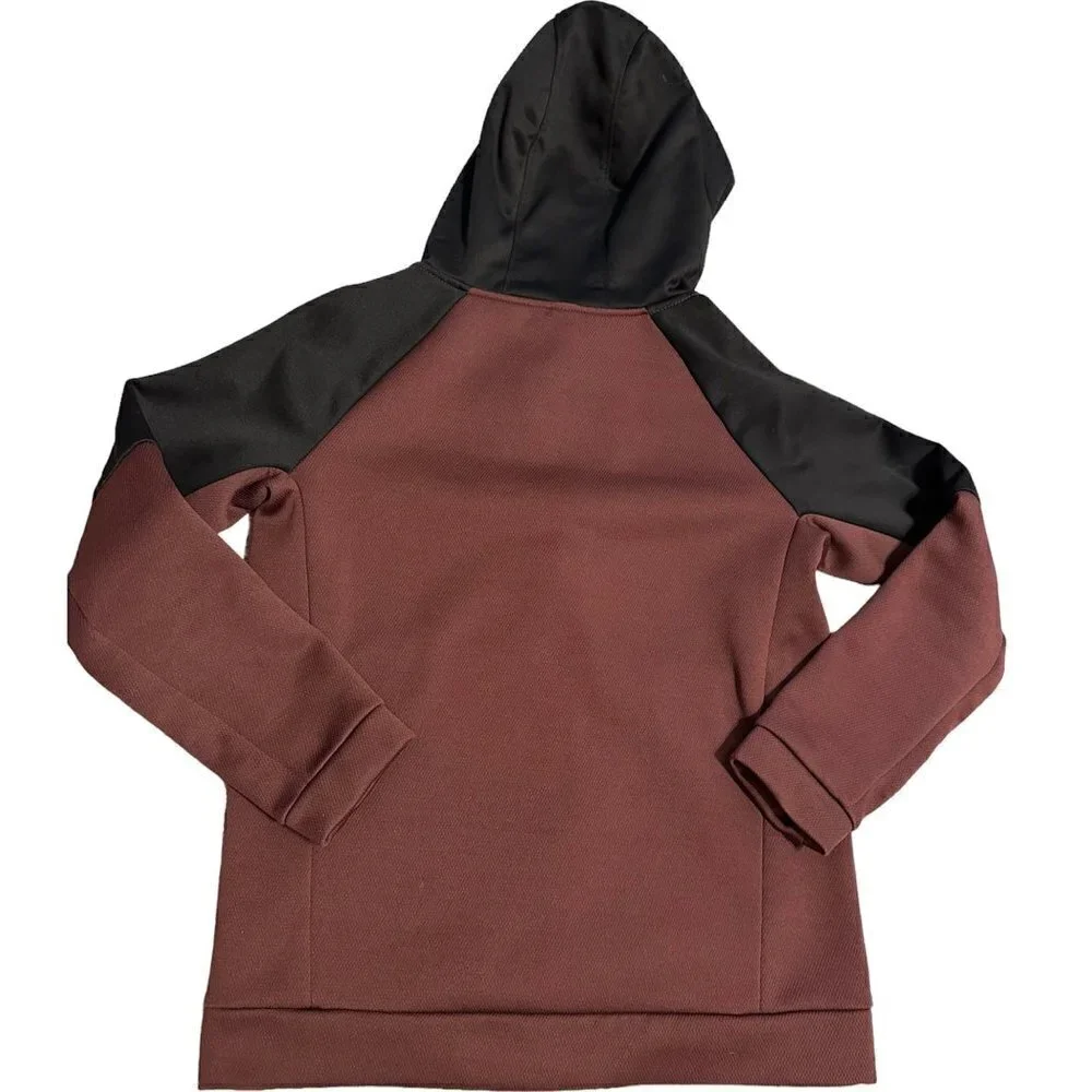 Old Navy Active Maroon and Black Color Blocking Hoodie Zipper Sweatshirt